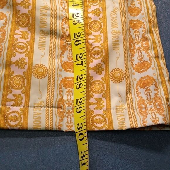 Reason Brand Gold Green Pink and Black Patterned Windbreaker/Rain Coat Jacket - Picture 5 of 6